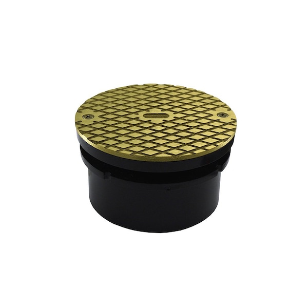 Jones Stephens 4in. ABS Hub Fit Base Cleanout with 3-1/2in. Plastic Spud and 5in. Polished Brass Cover C59204 - main